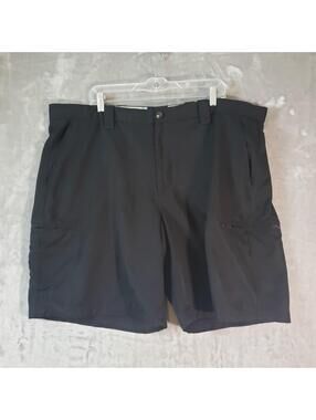 David Taylor Pro Black Cargo Shorts Polyester Flat Front Pockets 9" Inseam